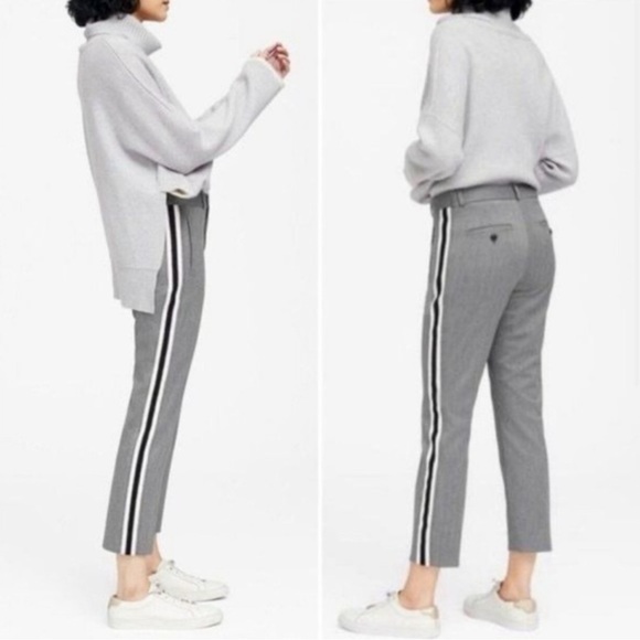Banana Republic Pants - Banana Republic Avery Gray Side Stripe Tuxedo Ankle Pants size 4